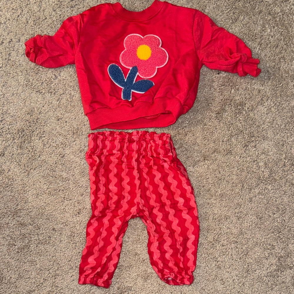 Old Navy Flower Sweatshirt and Pants Set